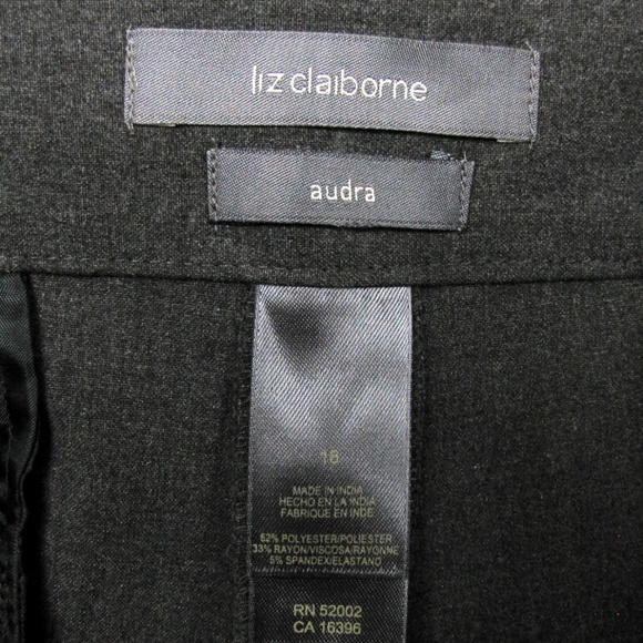 Liz Claiborne Audra Womens Pants Size 16 Grey Bootcut Career Stretch - Picture 8 of 8